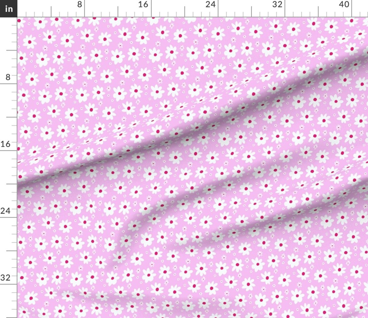 Various Fabrics by the Yard or Fat Quarter Bright Pink Daisy Small Scale Floral Y2K Retro Bubblegum Whimsical Wildflowers Custom Printed Fabric by Spoonflower